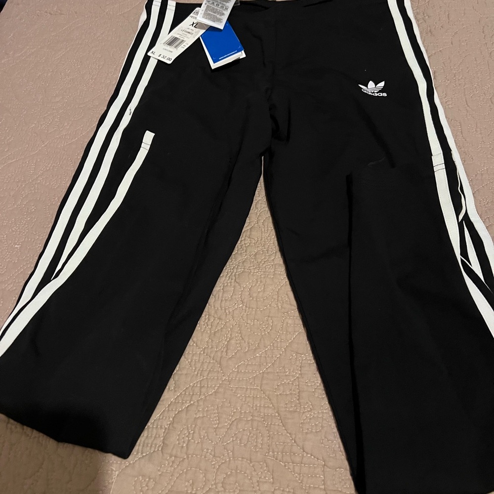 Adidas Kids Black Joggers with White Stripes
